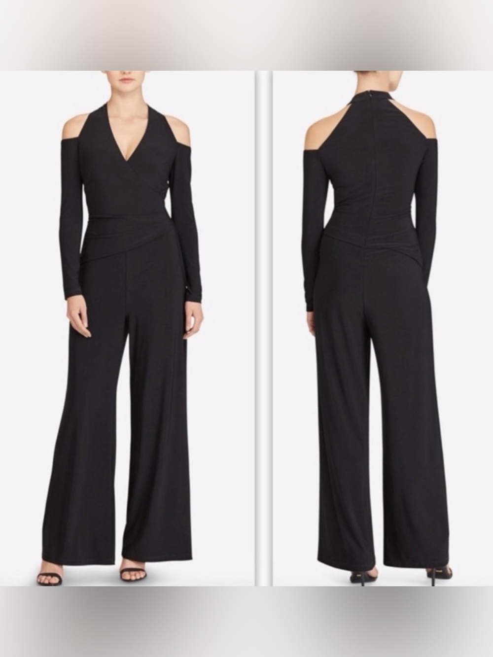 Women’s Black Lauren Ralph Lauren Long Sleeved Cold Shoulder Jumpsuit Size 6